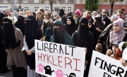 Protesti proti prepovedi burk in nikabov