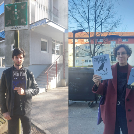 Martin Ramoveš in Divja jaga (levo) ter Eva ule in Zimske ptice in Šola padanja (desno)