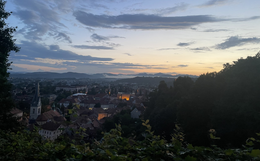 Slika Ljubljane proti jugozahodu z grajskega griča