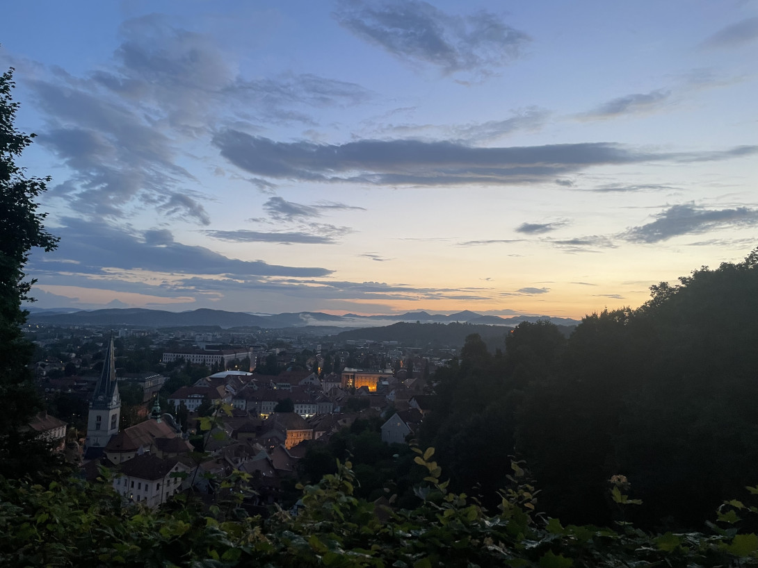 Slika Ljubljane proti jugozahodu z grajskega griča