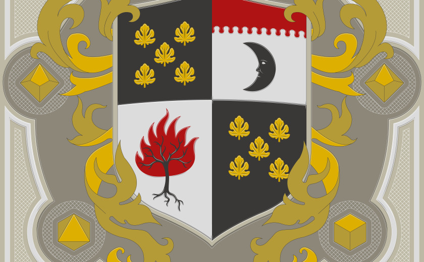 Grb prve sezone naše pustolovščine; diagonalno v zgornjem levem in spodnjem desnem kotu nabirka zlatih listov. V zgornjem desnem kotu črn mesec, ki simbolizira mrak; v spodnjem levem kotu goreče drevo, ki simbolizira Oneiros. Grb obkrožajo kocke, uporabljene pri igranju igre - štiristrana, šeststrana, osemstrana, desetstrana, dvanajststrana in dvajsetstrana. Prevladuje zlata barva.