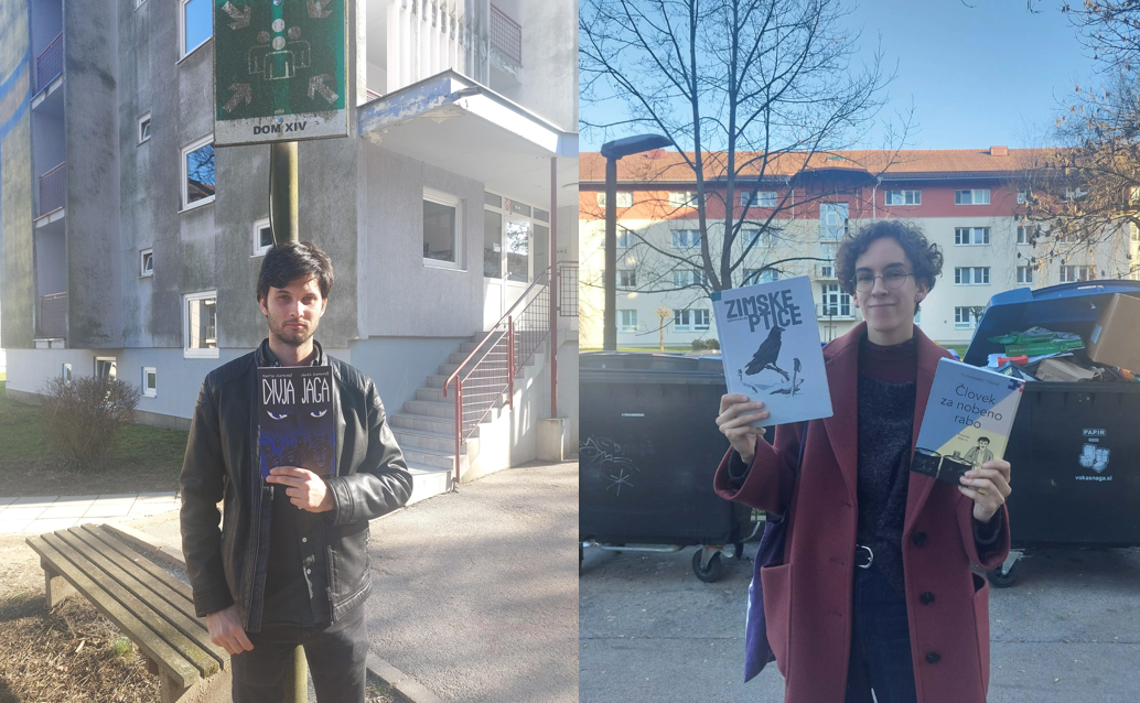 Martin Ramoveš in Divja jaga (levo) ter Eva ule in Zimske ptice in Šola padanja (desno)